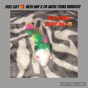 Green feather tailed rattle mouse 🐁 with catnip